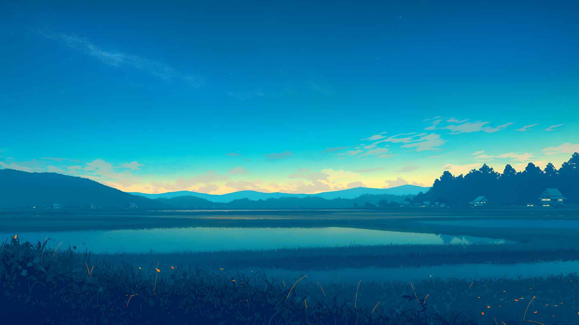 暮光宁静村风景桌面壁纸