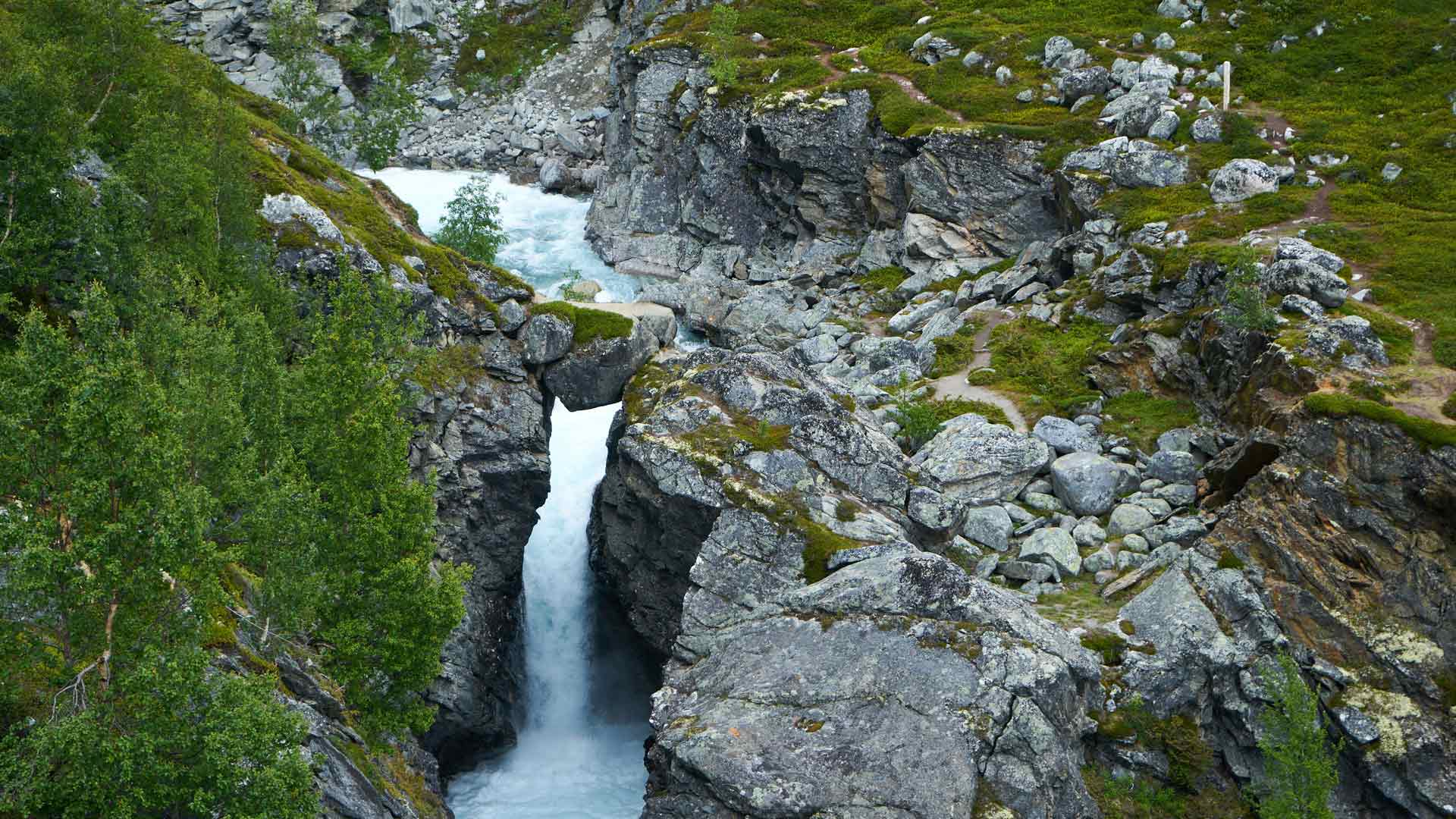 瀑布，风景，岩石，户外，苔藓，悬崖，5K