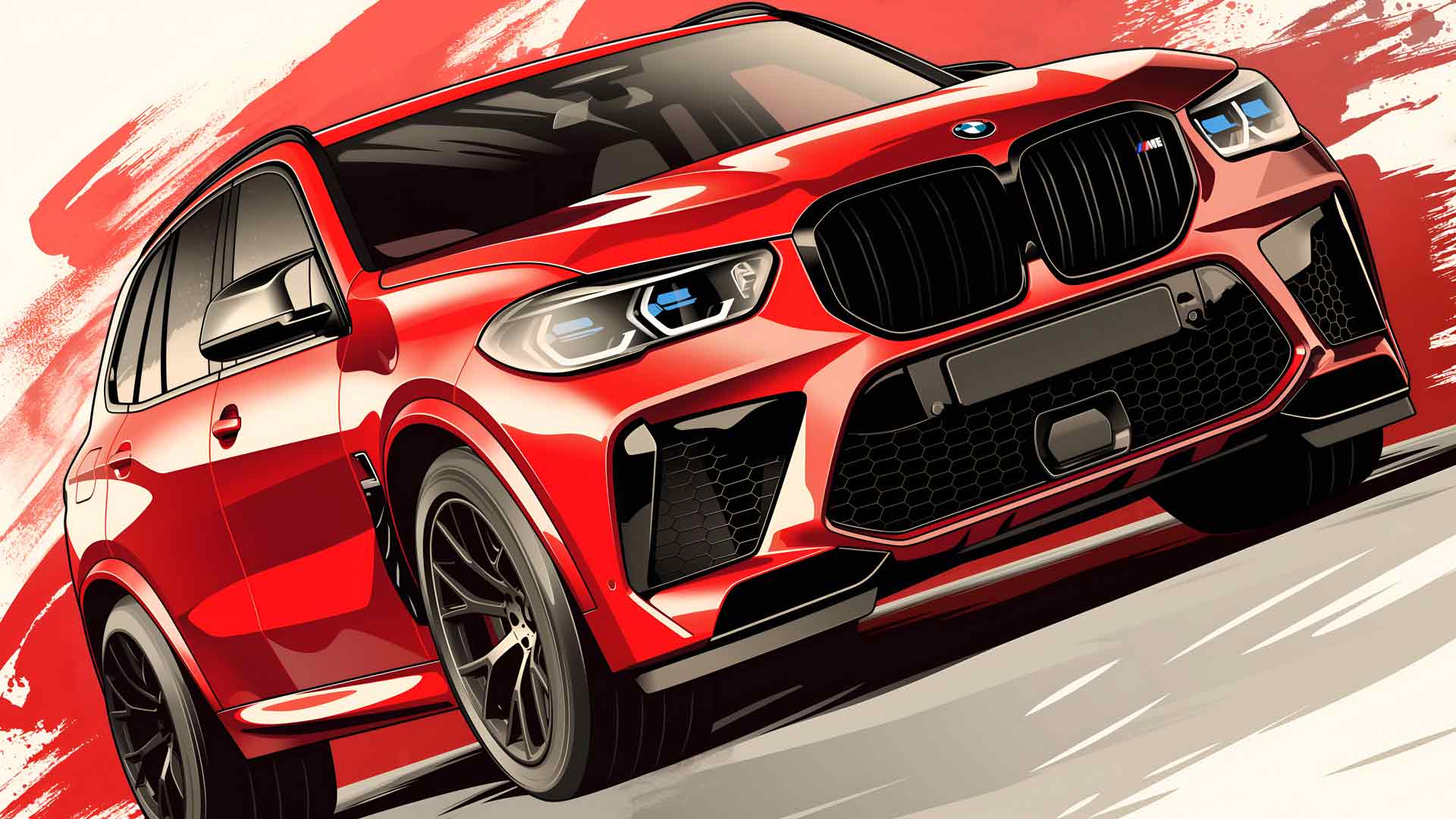 宝马 X5 M 红色动力汽车桌面壁纸