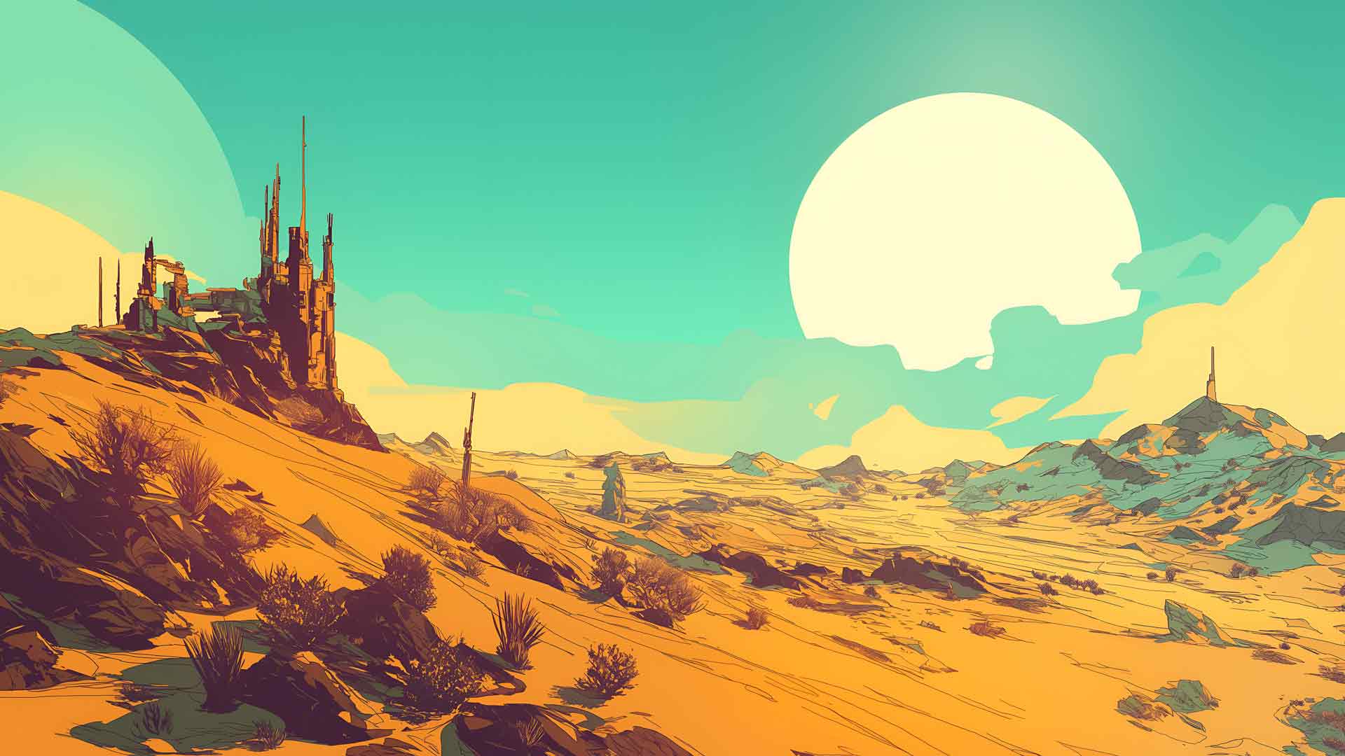 无主之地风格化荒地桌面壁纸