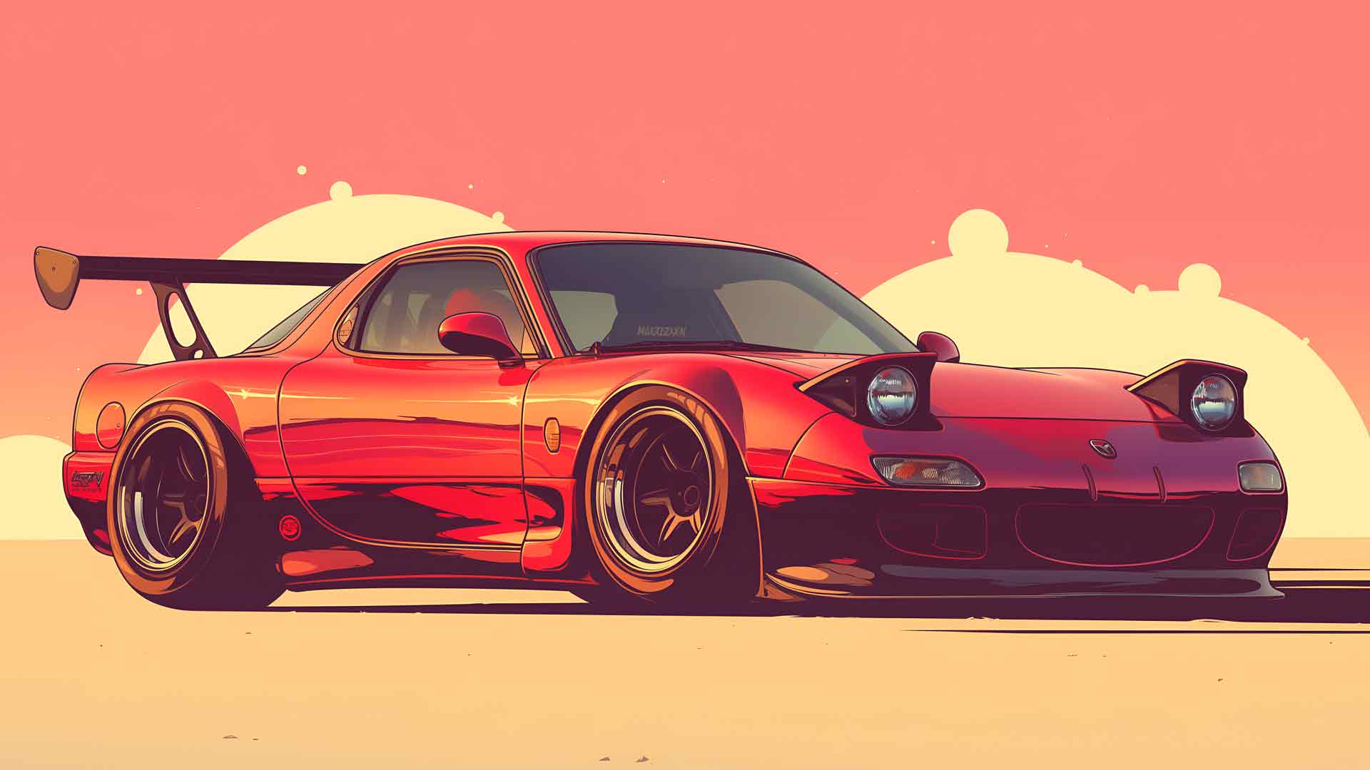 汽车马自达RX7红色动力桌面壁纸