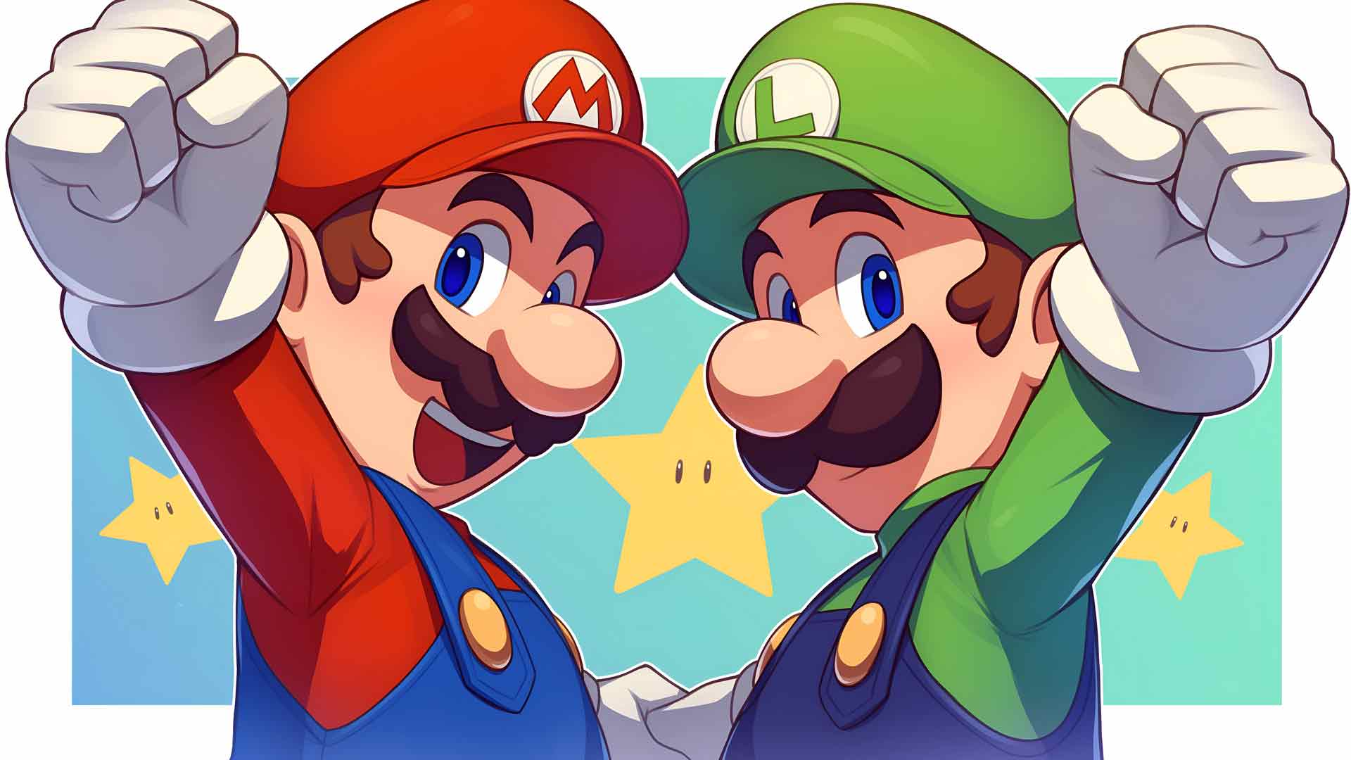 马里奥与路易基兄弟复古桌面壁纸