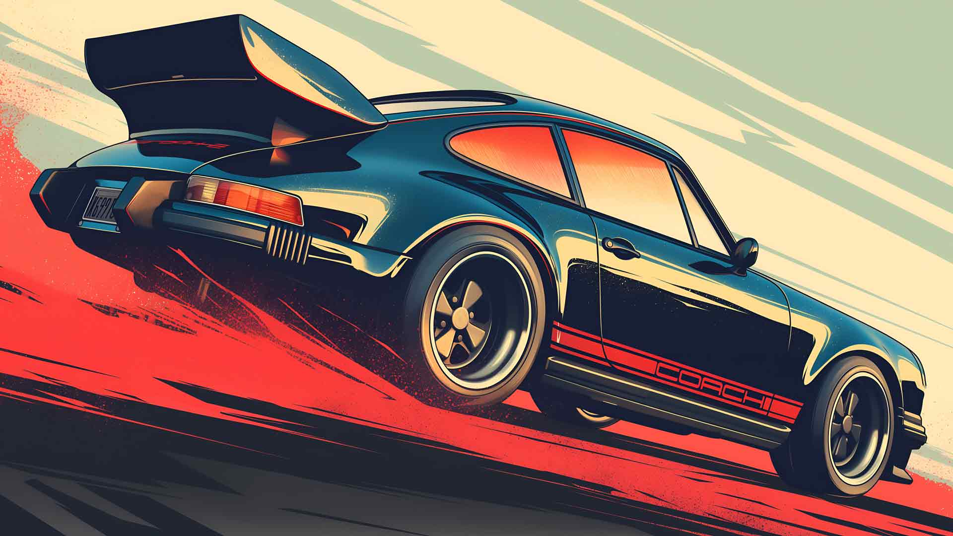 保时捷 911 黑色和蓝色桌面壁纸