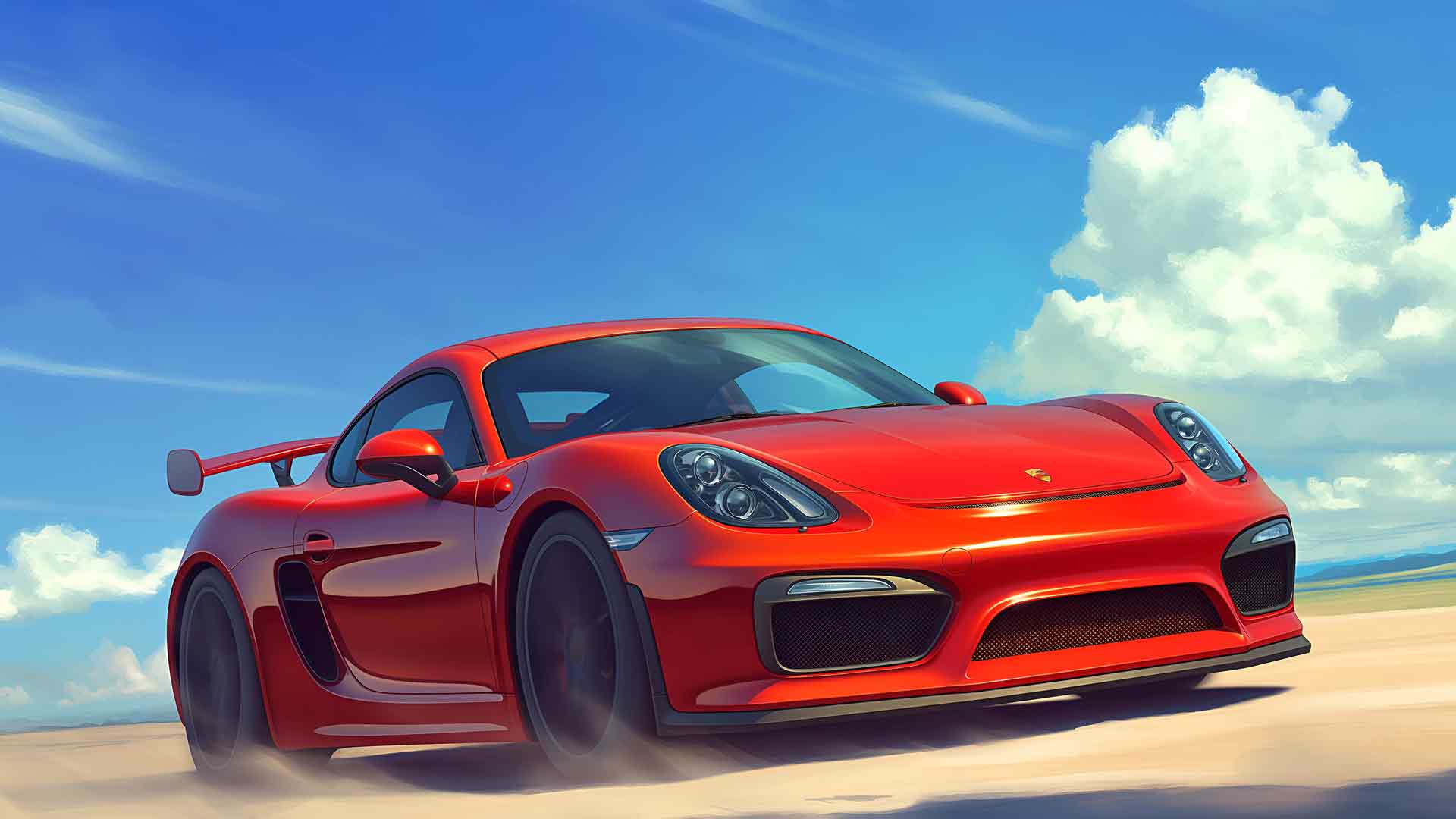 红色保时捷速度风格快速驾驶桌面壁纸