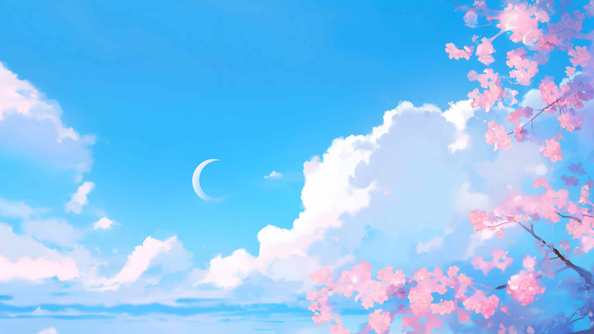 春天柔和的蓝天和樱花桌面壁纸