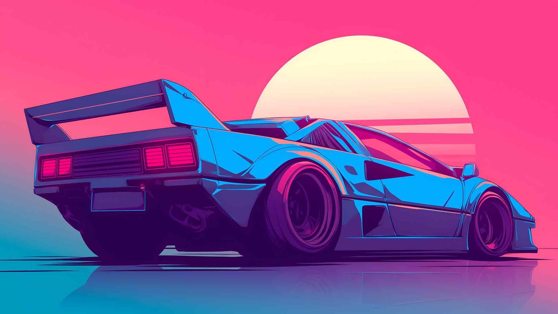 赛博朋克汽车蒸汽波梦想桌面壁纸