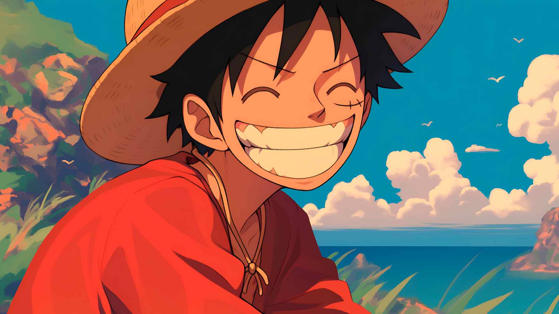 海贼王 蒙奇·D·路飞 开心大笑桌面壁纸