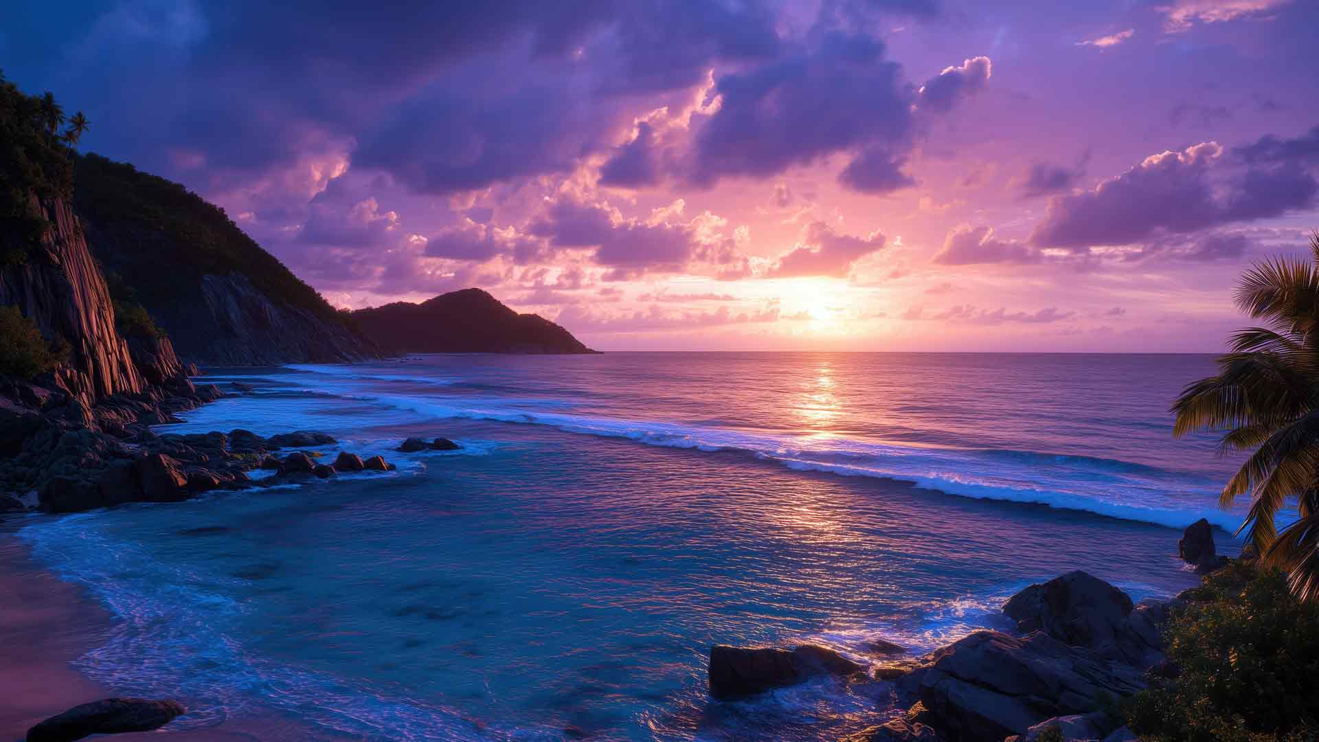 美丽的海岸海滩日落夏季热带风光
