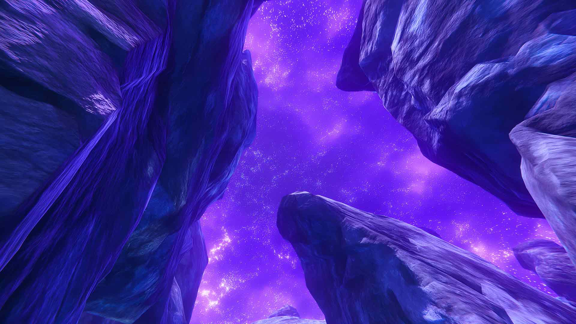 天空景观紫色星空和石崖桌面壁纸