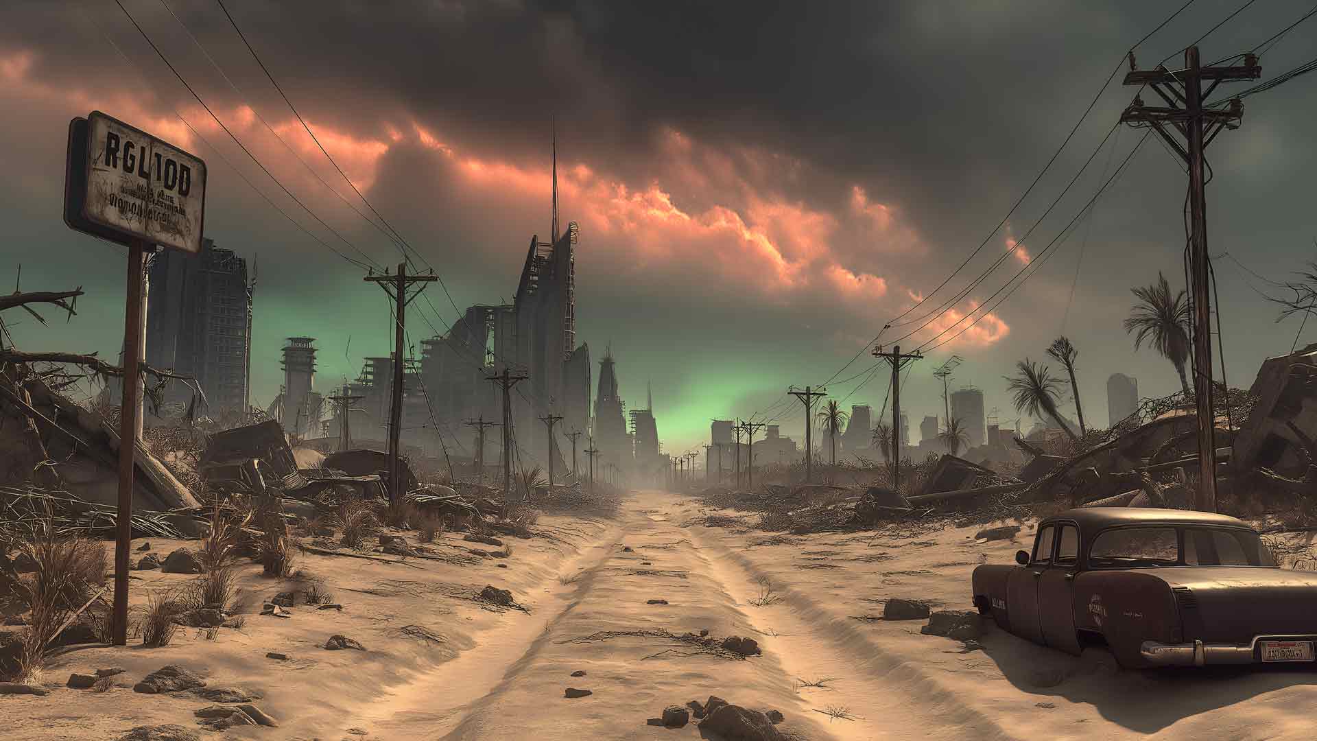 荒凉的核废土汽车桌面壁纸