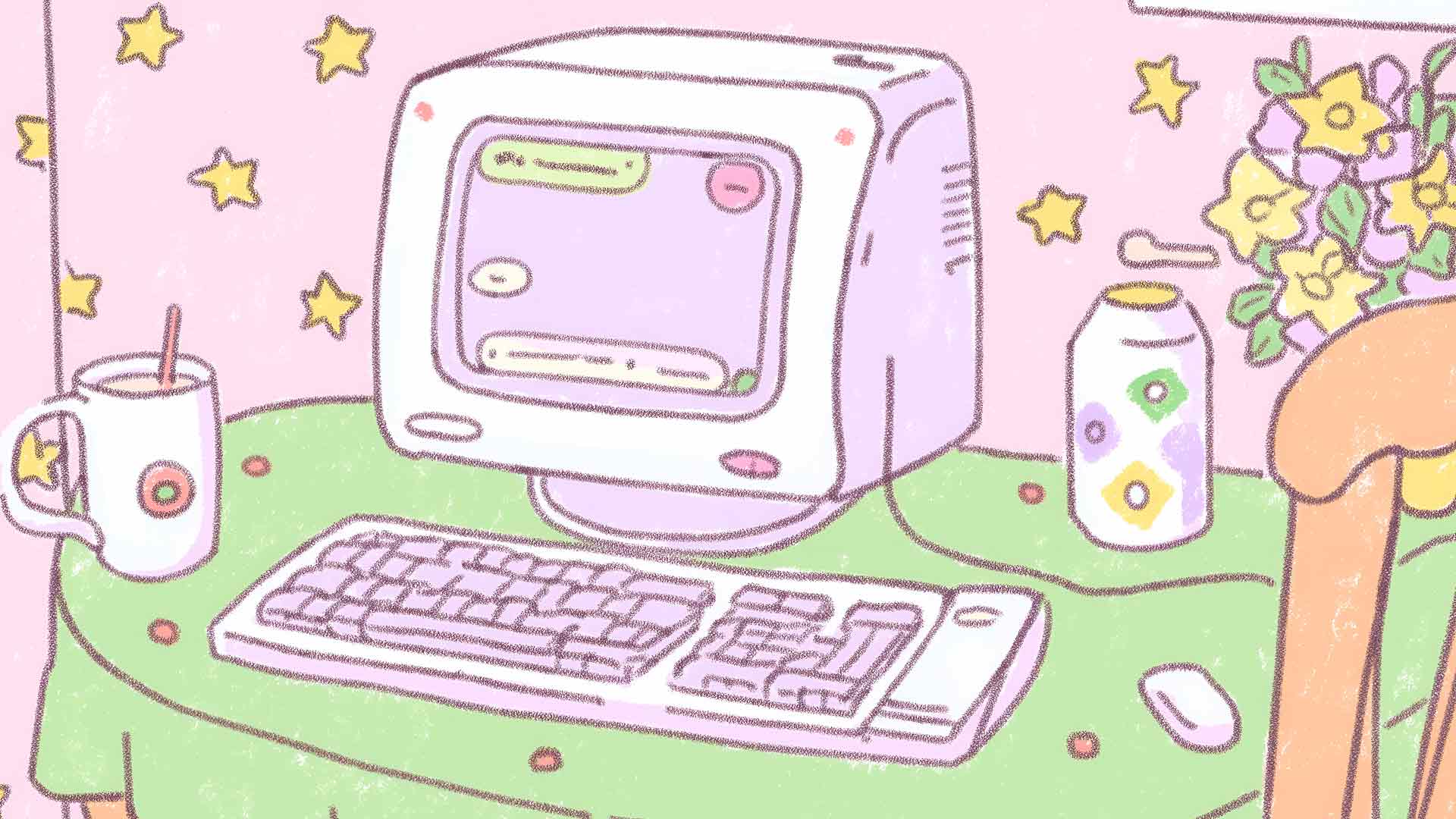 复古电脑柔和美学桌面壁纸