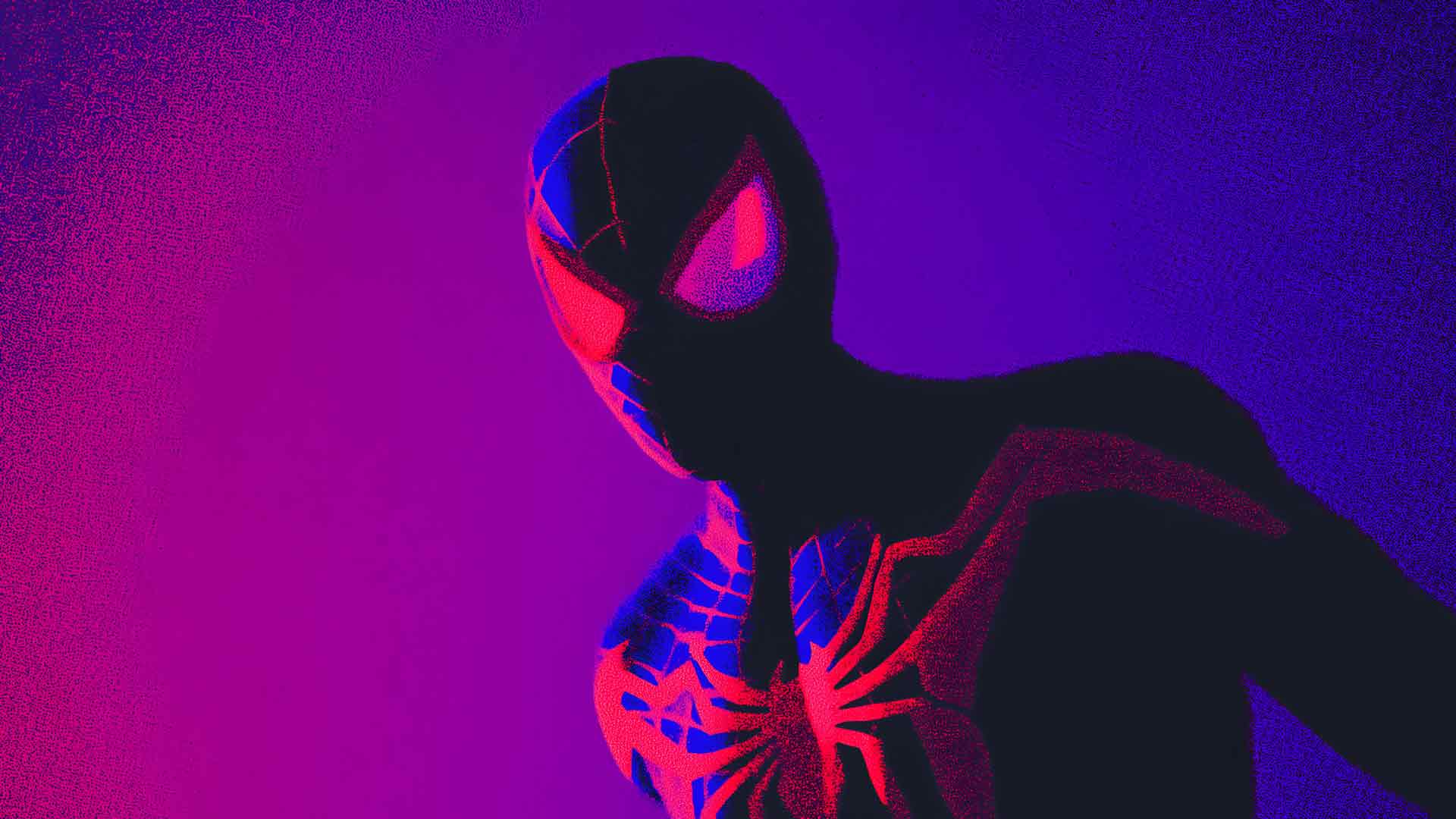 蜘蛛侠迈尔斯·莫拉莱斯红蓝诡异外观桌面壁纸