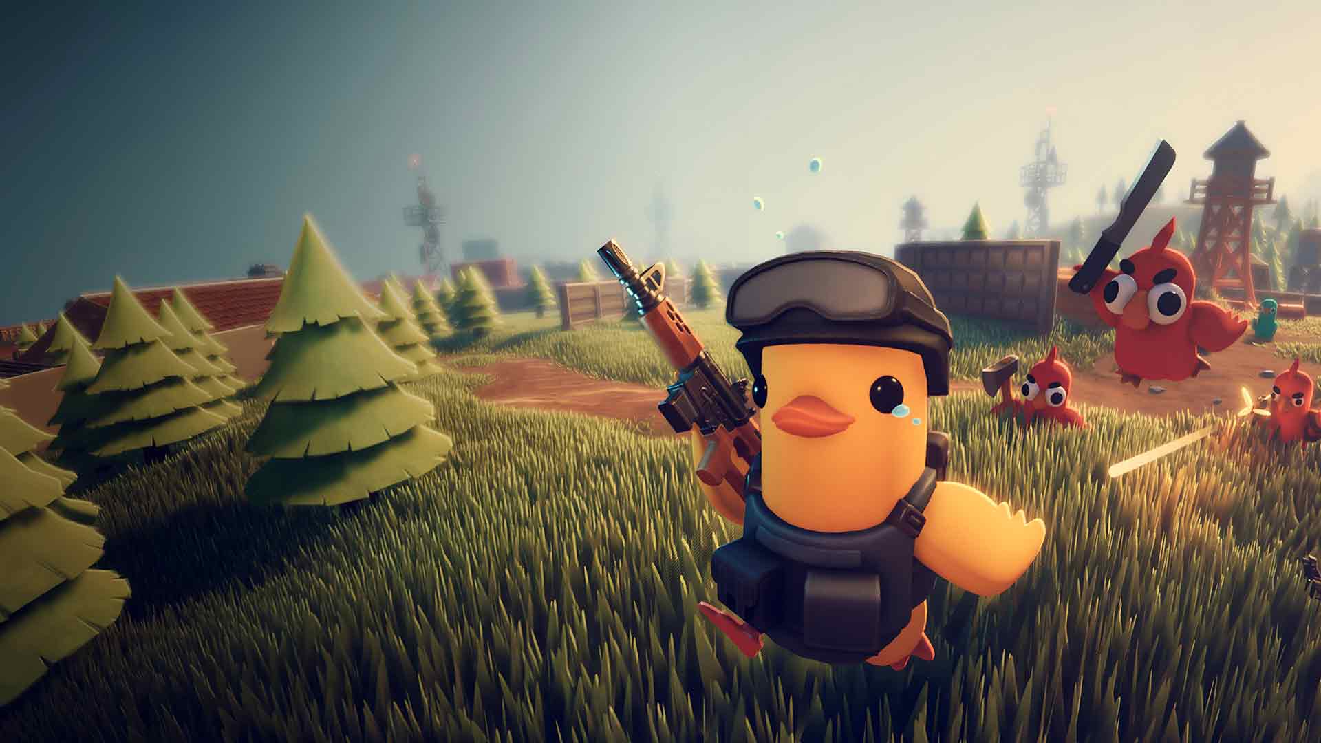 逃离达科夫 可爱的鸭子拿着步枪哭泣的桌面壁纸