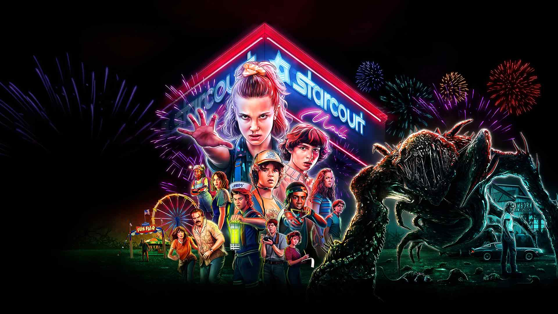 《怪奇物语》星城购物中心怪物大战桌面壁纸