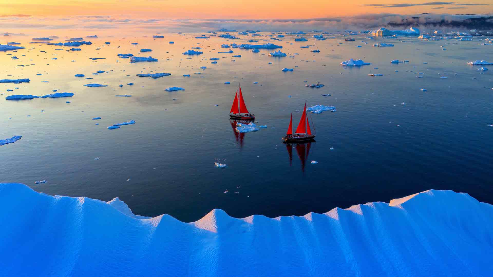 红船午夜航行阳光冰川