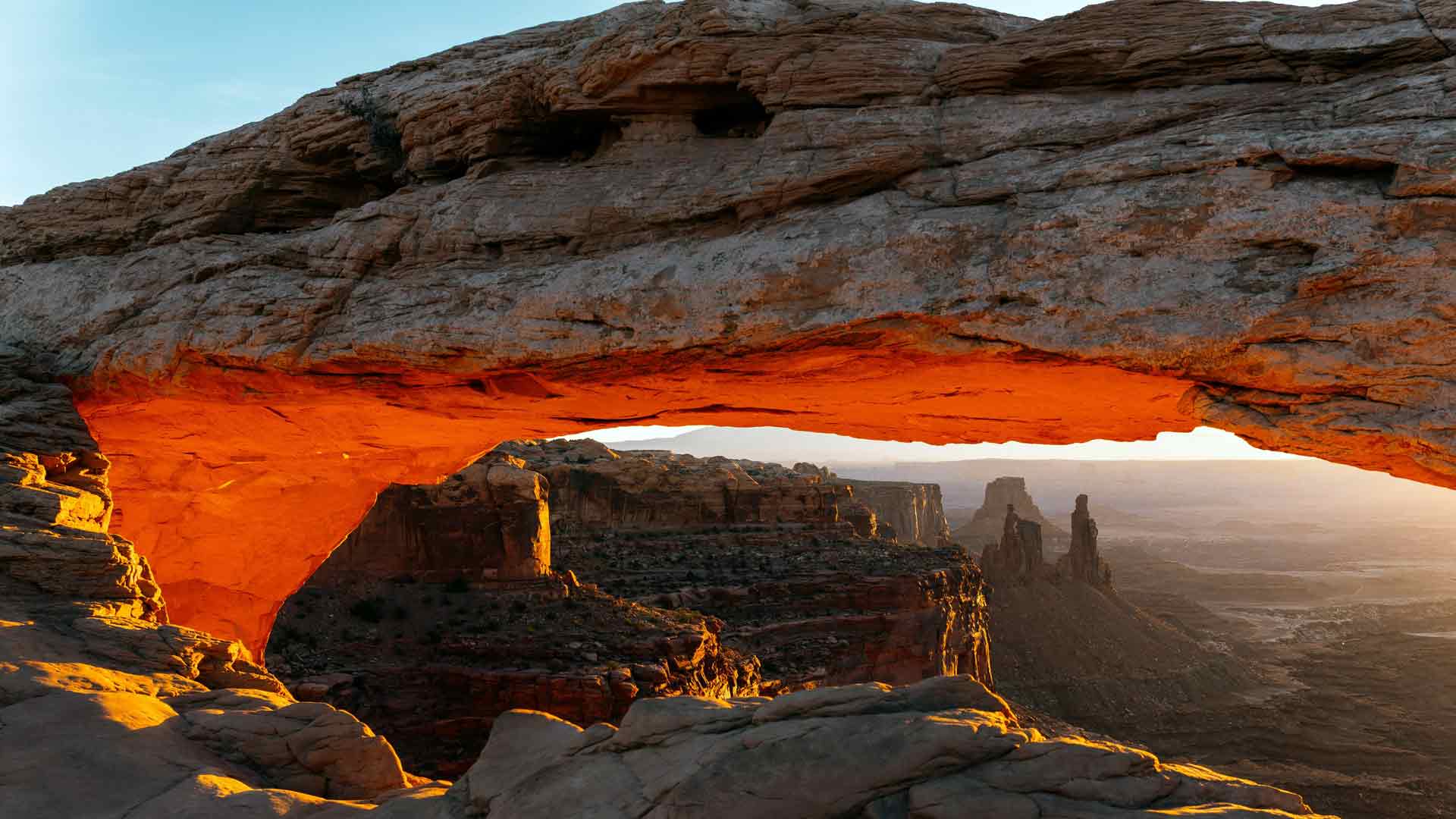 石拱桥日落峡谷地国家公园