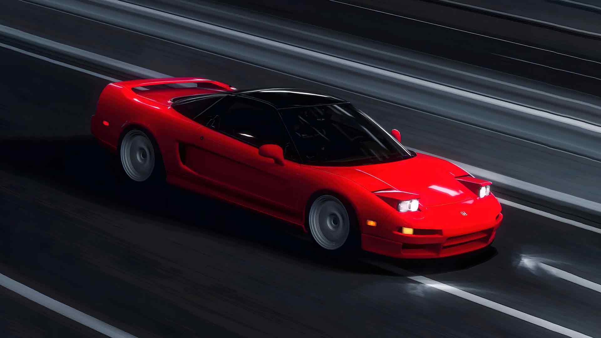本田 NSX 红色跑车夜速桌面壁纸