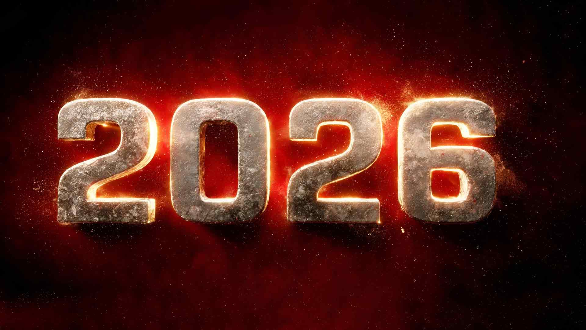 2026新年燃烧金属文字桌面壁纸