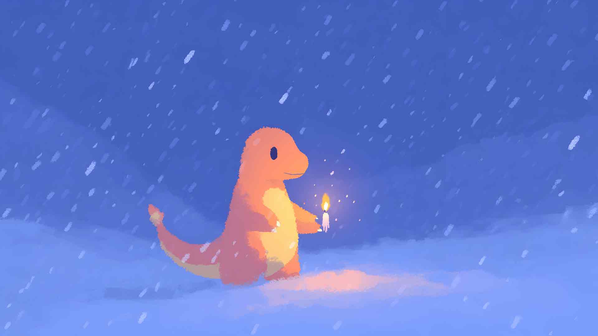 宝可梦小火龙冬季烛光桌面壁纸