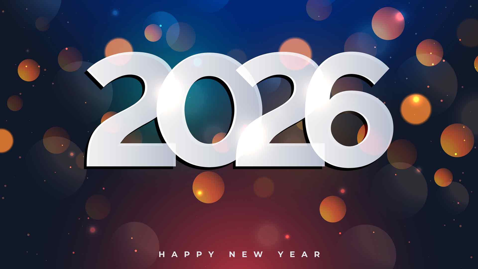 2026新年快乐 彩色泡泡抽象画