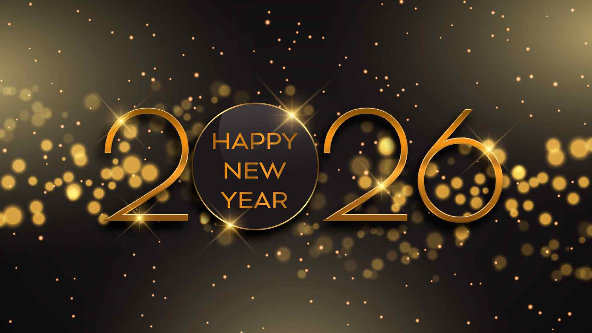 2026新年快乐 金色泡泡闪耀设计