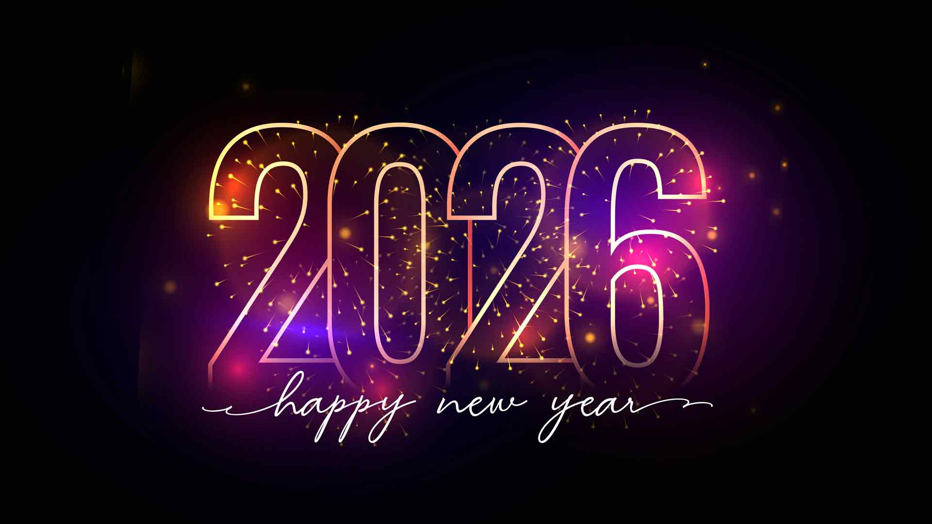 2026新年快乐 紫色绚丽烟花