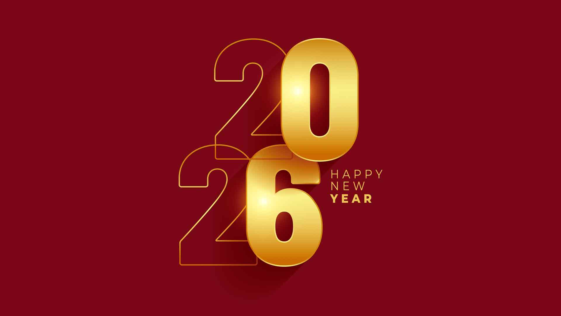 2026新年快乐 红色纯色背景