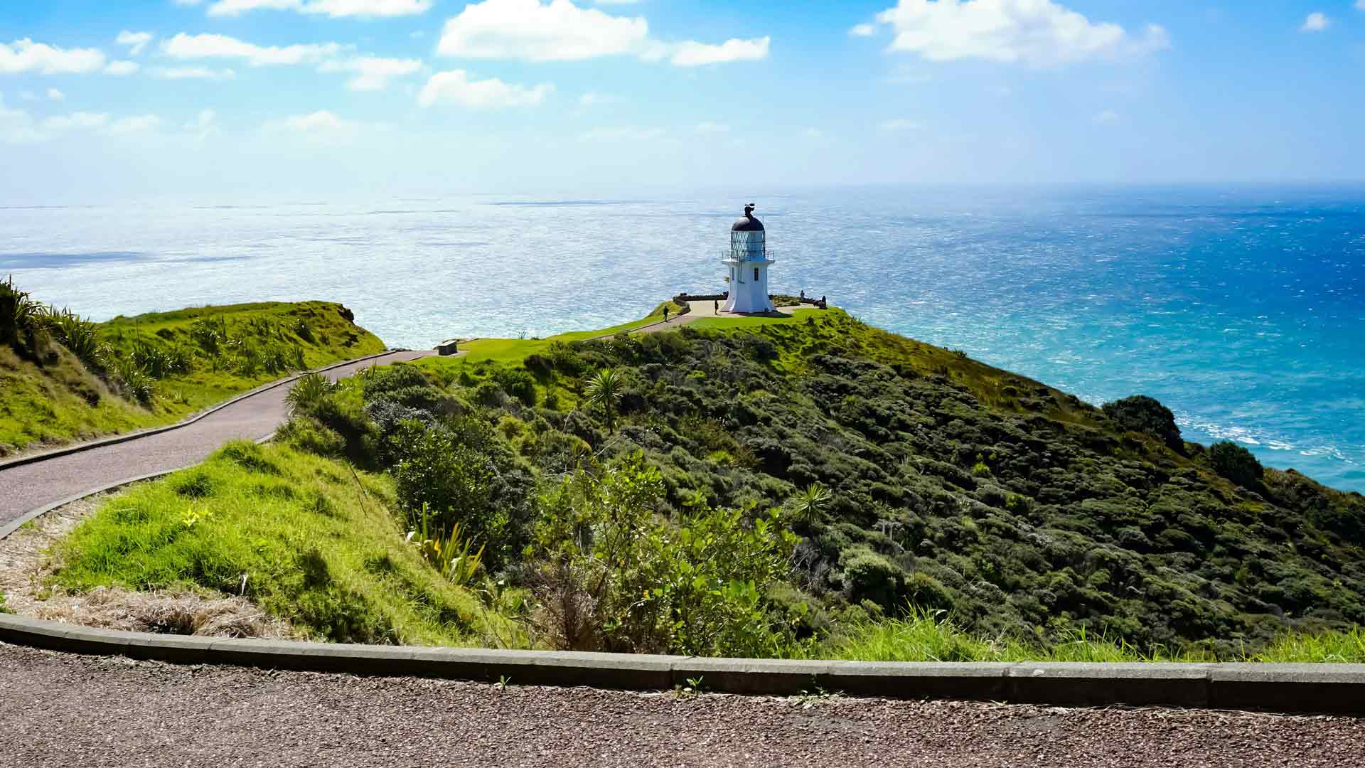 新西兰雷因加角海湾海岸照明塔