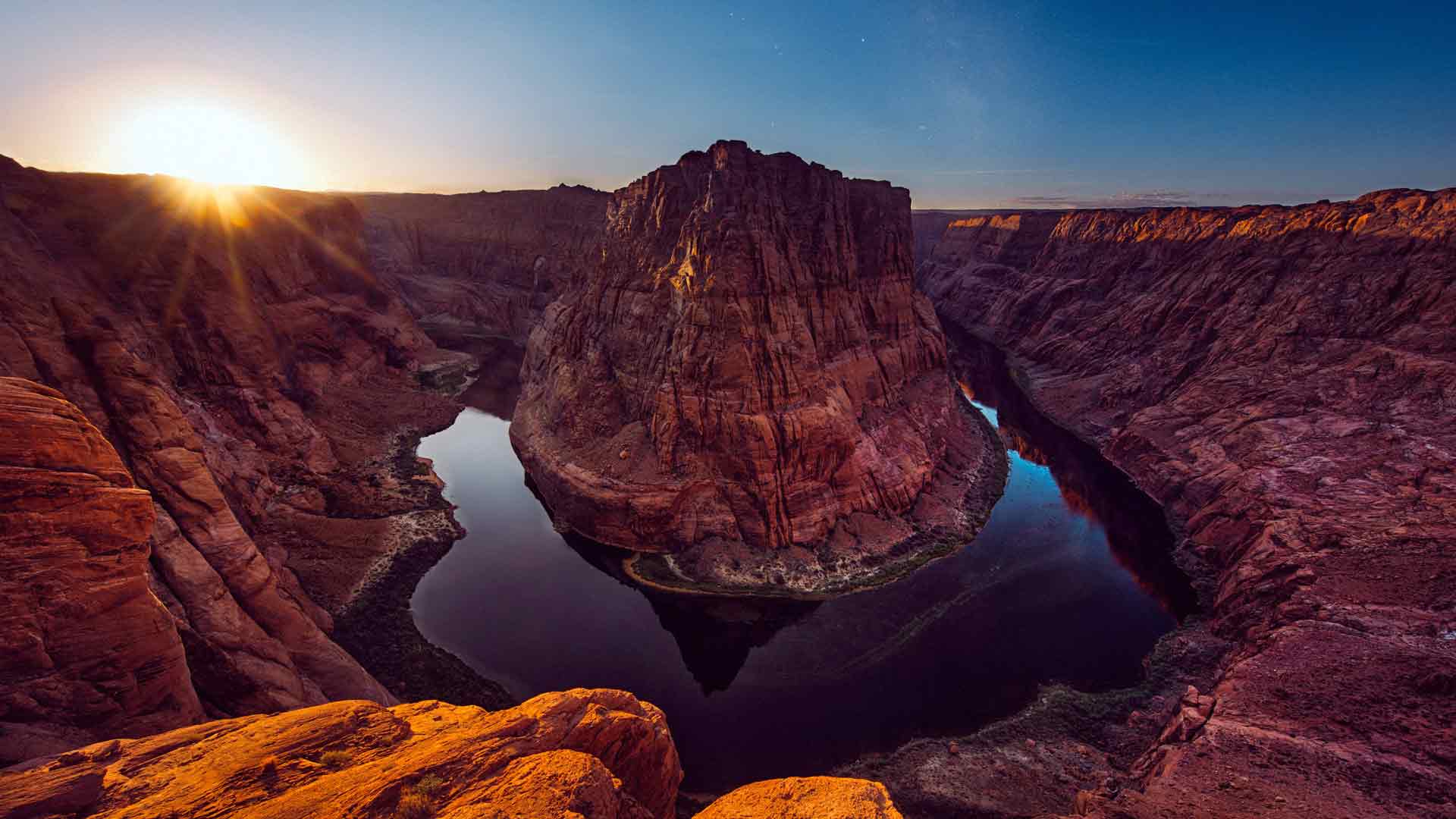 马蹄湾峡谷日出美景 美国 5K