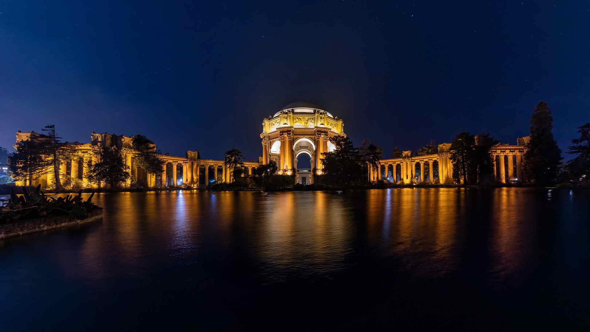 美国旧金山城市 湖泊建筑夜景