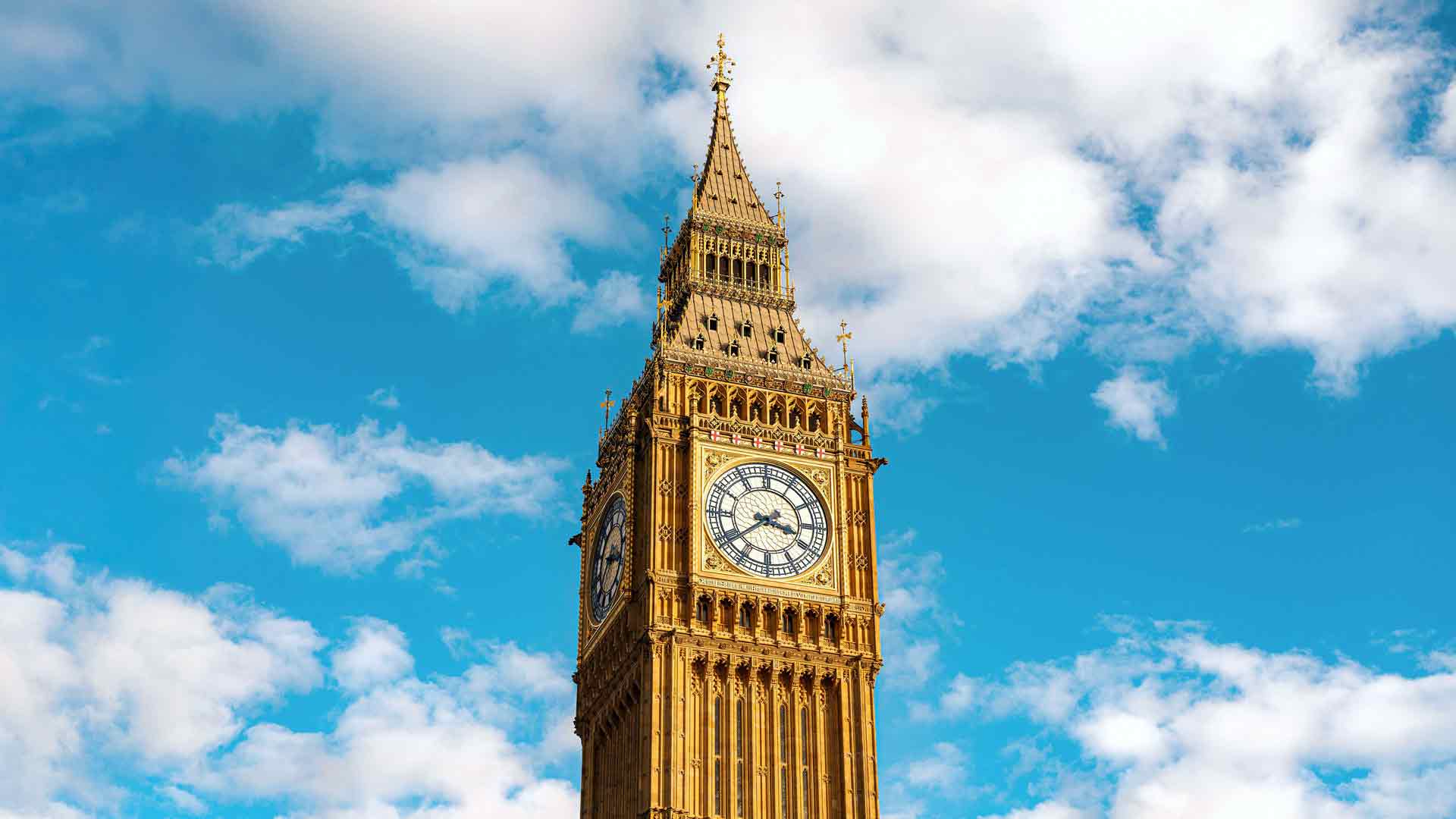 阳光 蓝天 大本钟 伦敦 英国