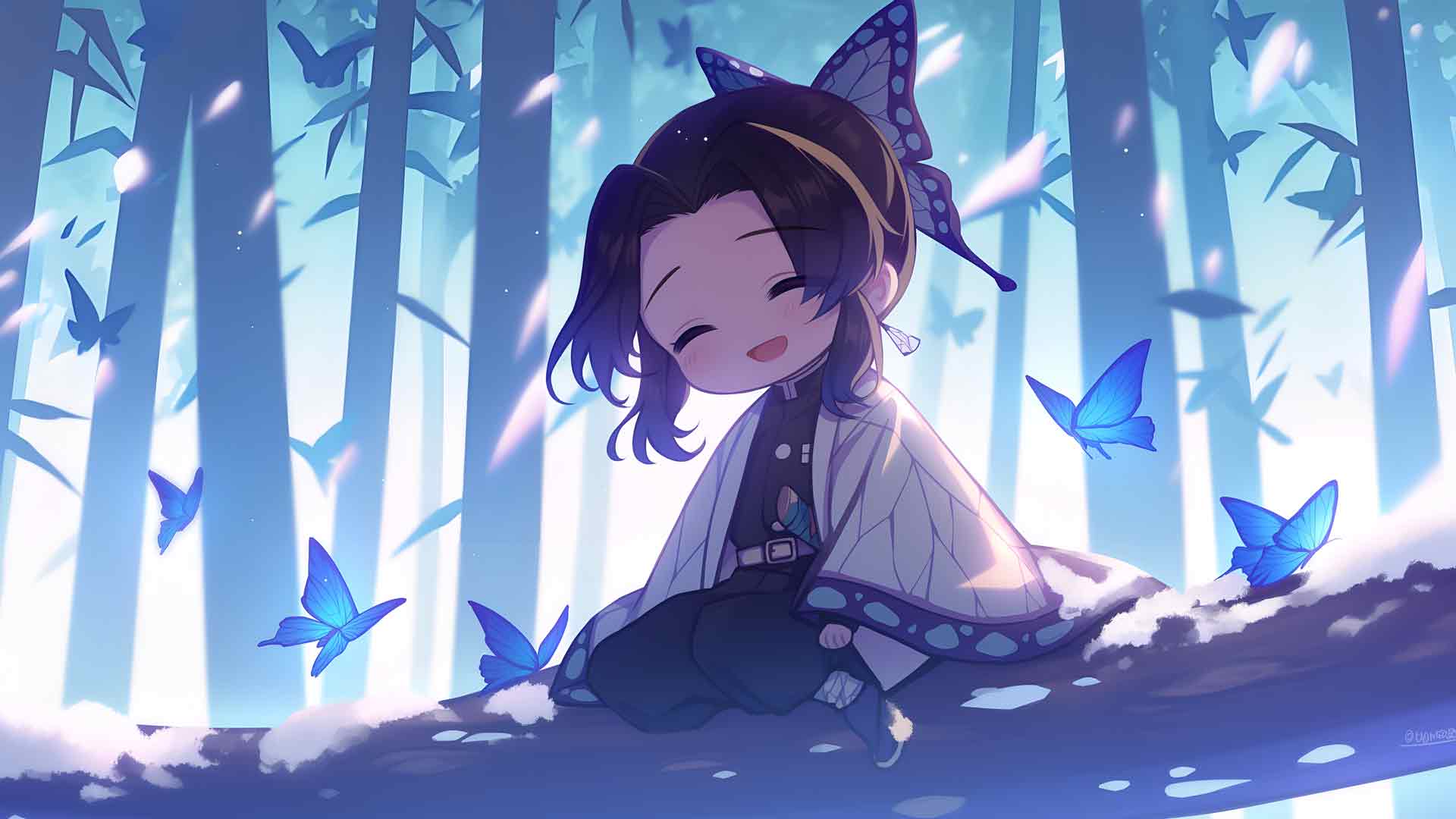 迷你忍在雪树枝上休息的桌面壁纸