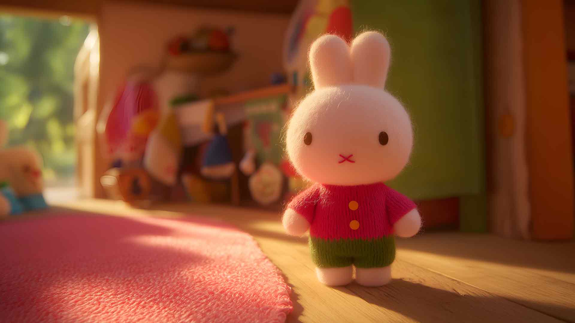 温馨的米菲兔玩具美学桌面壁纸