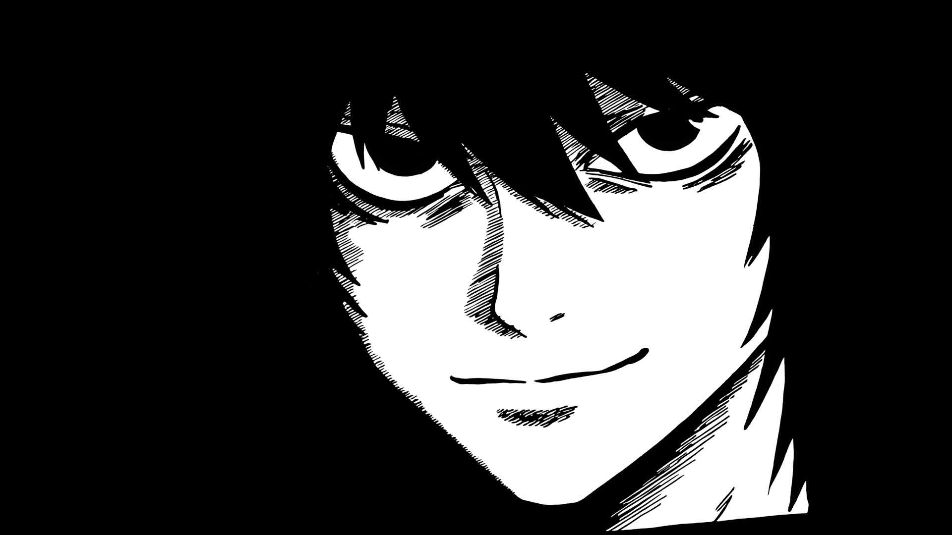 死亡笔记 极简漫画脸黑色桌面壁纸