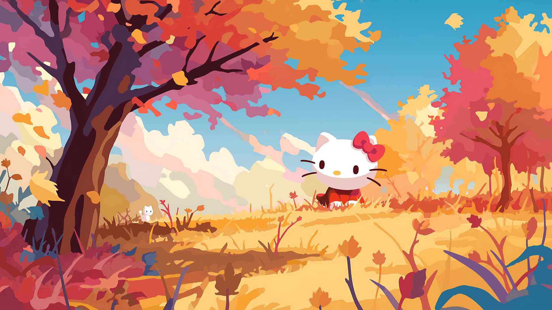 Hello Kitty 秋日田野桌面壁纸