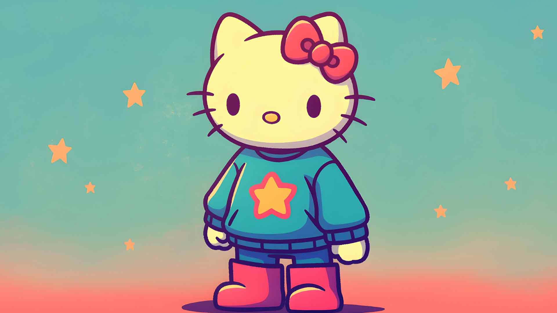 Hello Kitty 卡通粉彩毛衣桌面壁纸