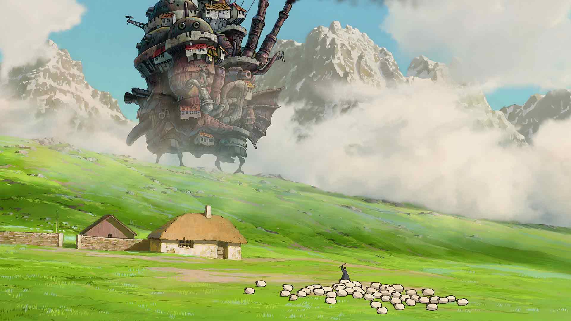 哈尔的移动城堡巨人行走回家山脉桌面壁纸