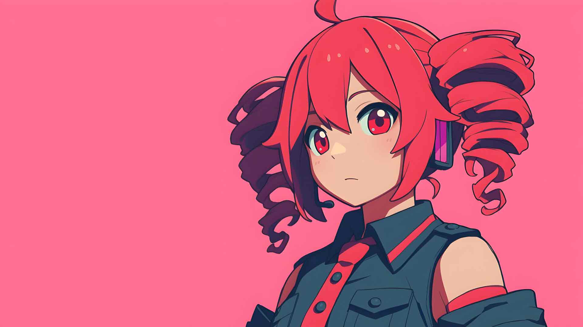 Kasane Teto 粉色动漫肖像桌面壁纸