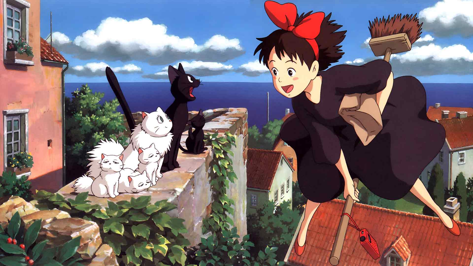 魔女宅急便 琪琪飞天扫帚猫桌面壁纸