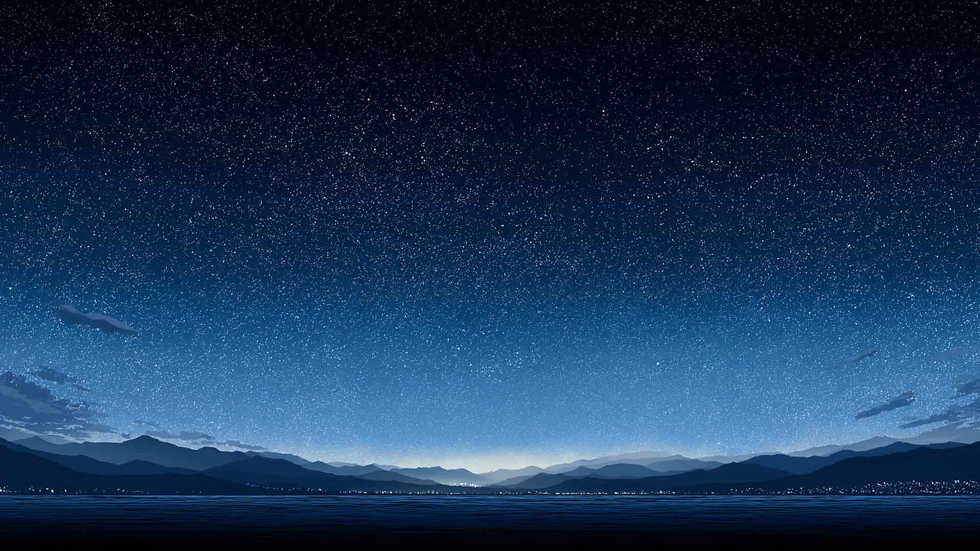 银河星空俯瞰湖泊夜景桌面壁纸