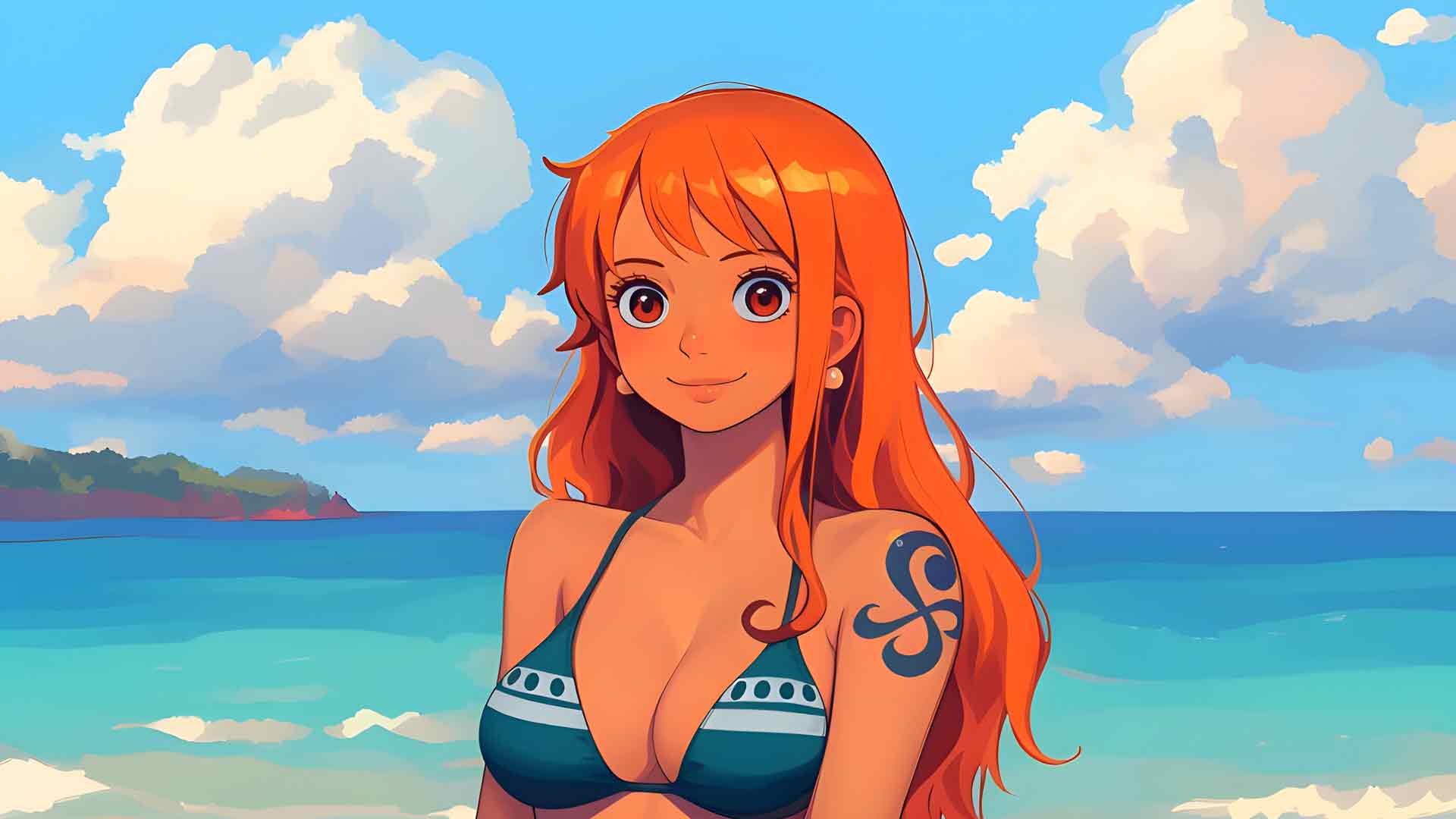 娜美海滩风动漫女孩壁纸