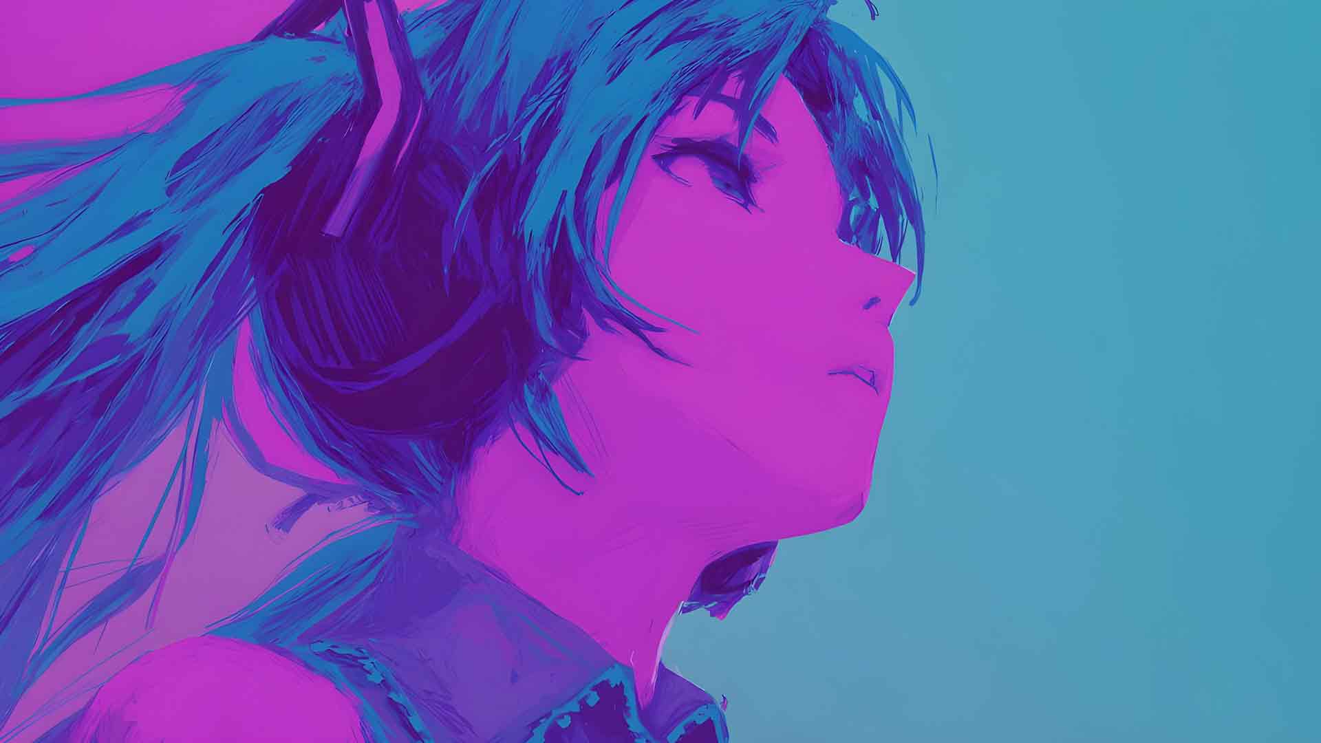 霓虹 Vocaloid 动漫女孩桌面壁纸