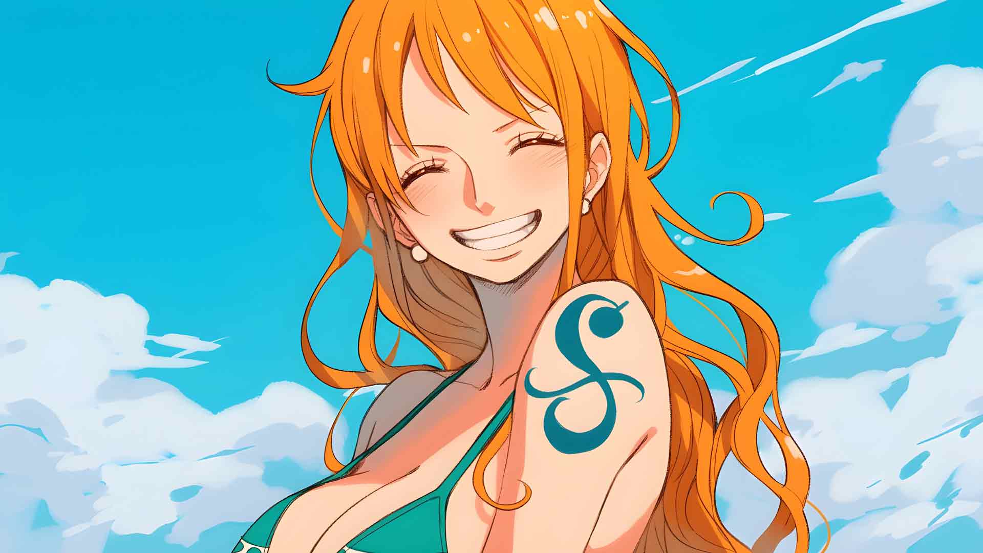 海贼王娜美桑尼动漫微笑桌面壁纸