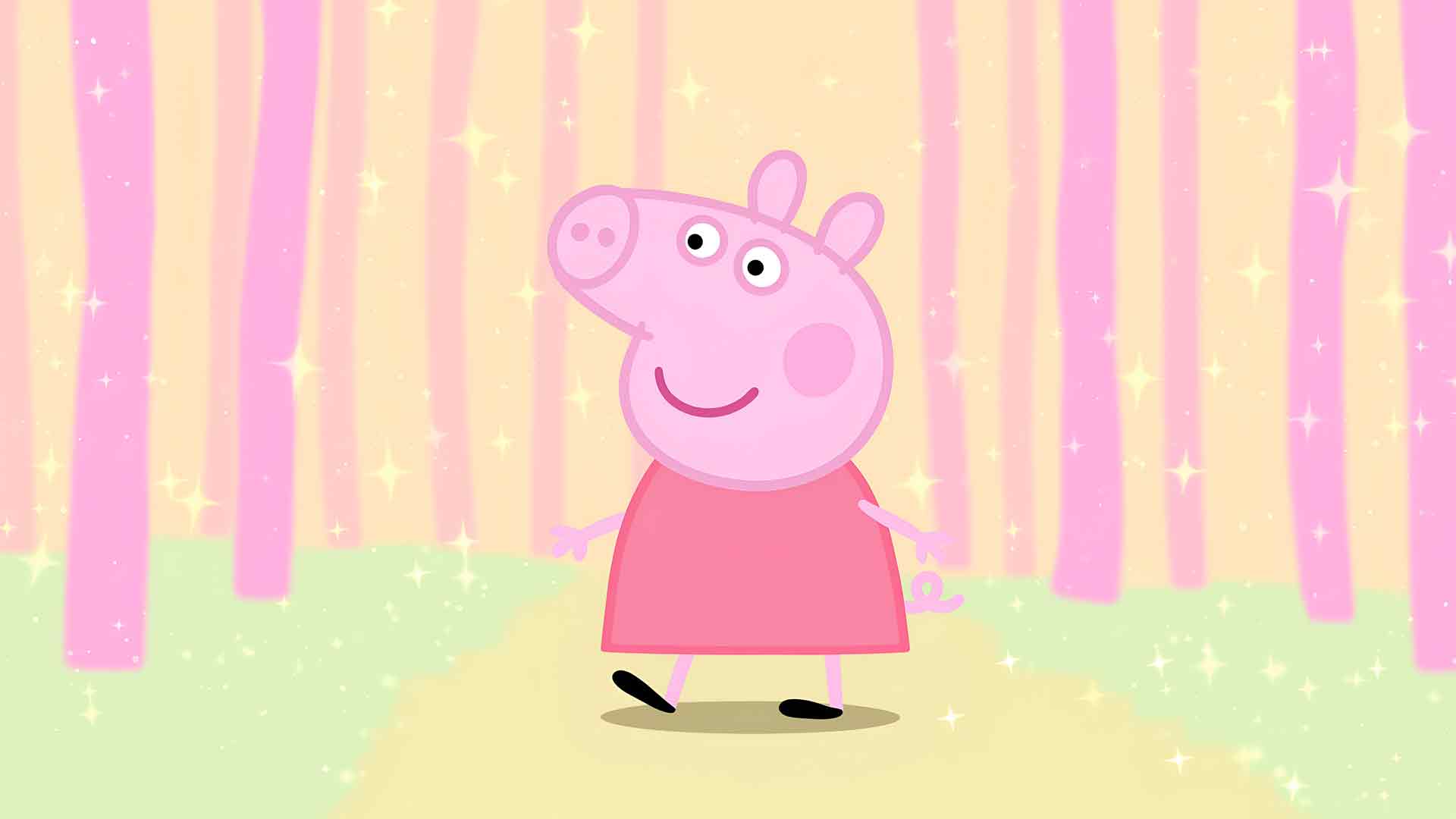 小猪佩奇粉彩闪亮森林桌面壁纸