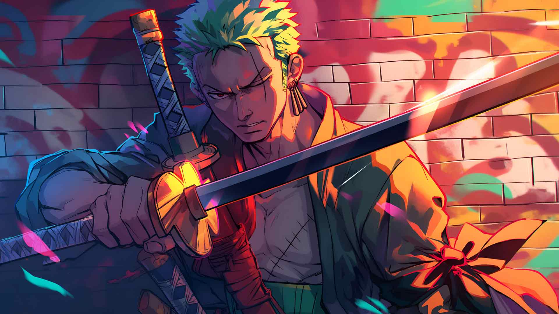 罗罗诺亚·索隆涂鸦海贼王桌面壁纸