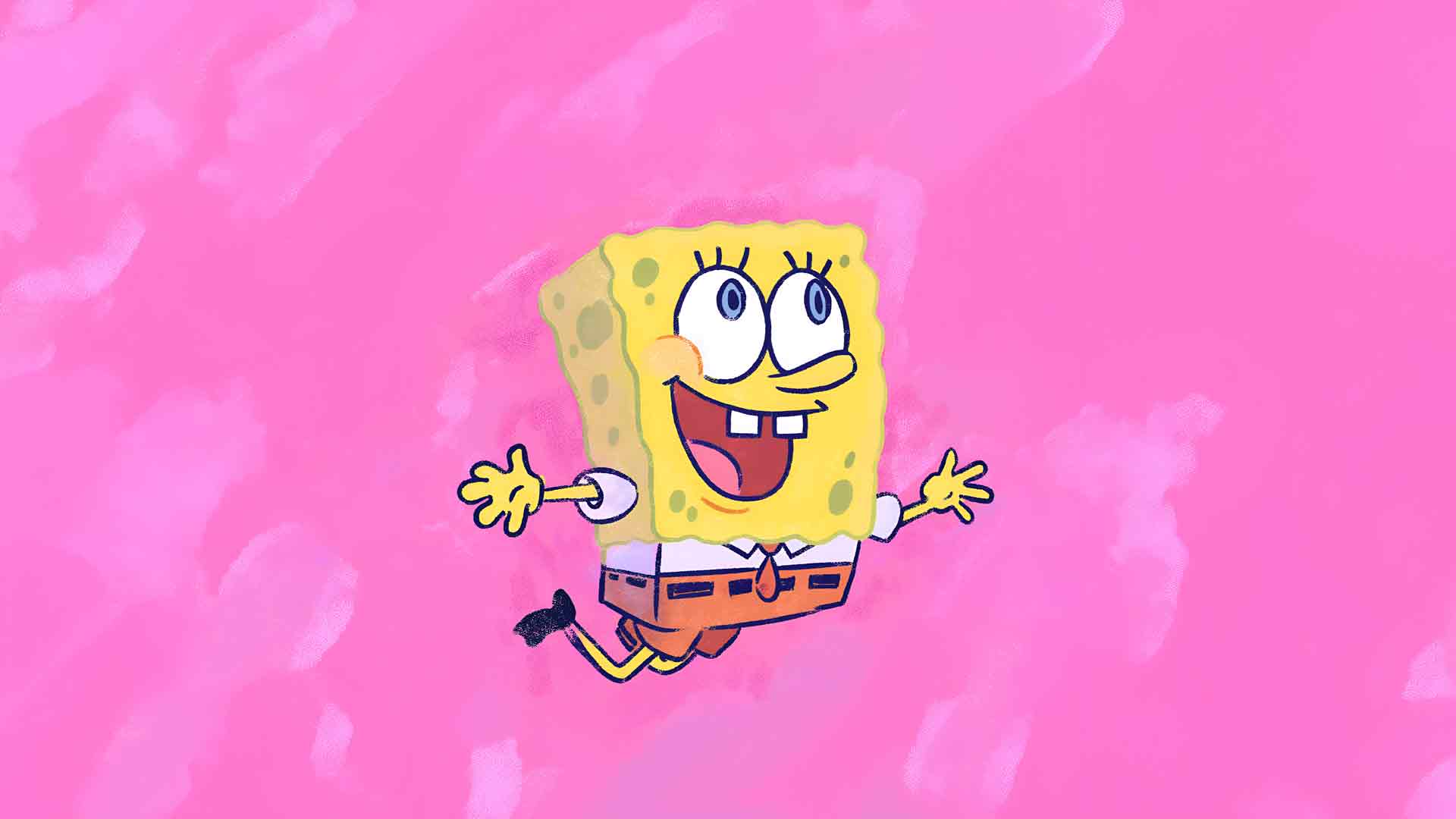 海绵宝宝快乐粉色云朵卡通桌面壁纸