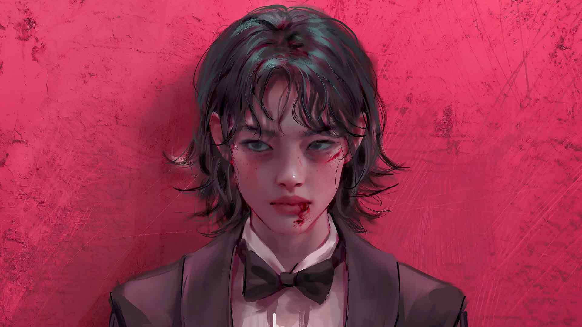 鱿鱼游戏 Sae-byeok 流血勇敢桌面壁纸